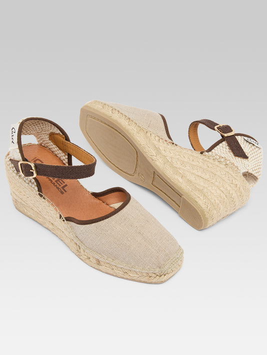 Rio - Espadrilles compensées toile beige et marron - Image numéro 5