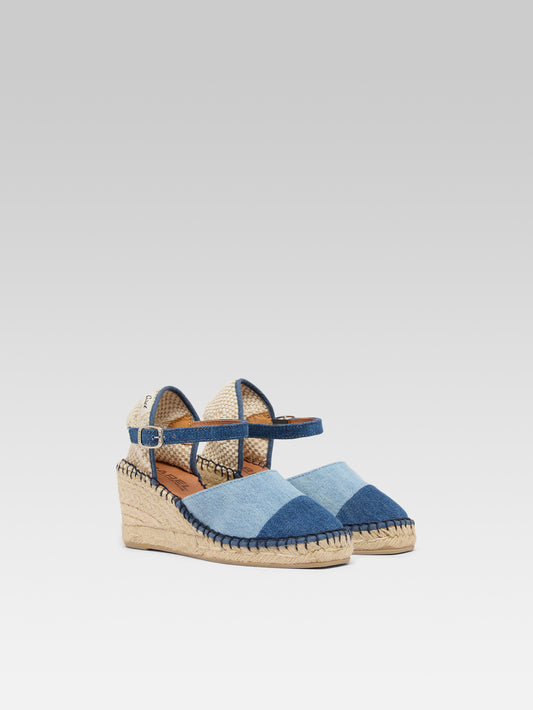 Rio - Espadrilles compensées tissu bi-jeans - Image numéro 2