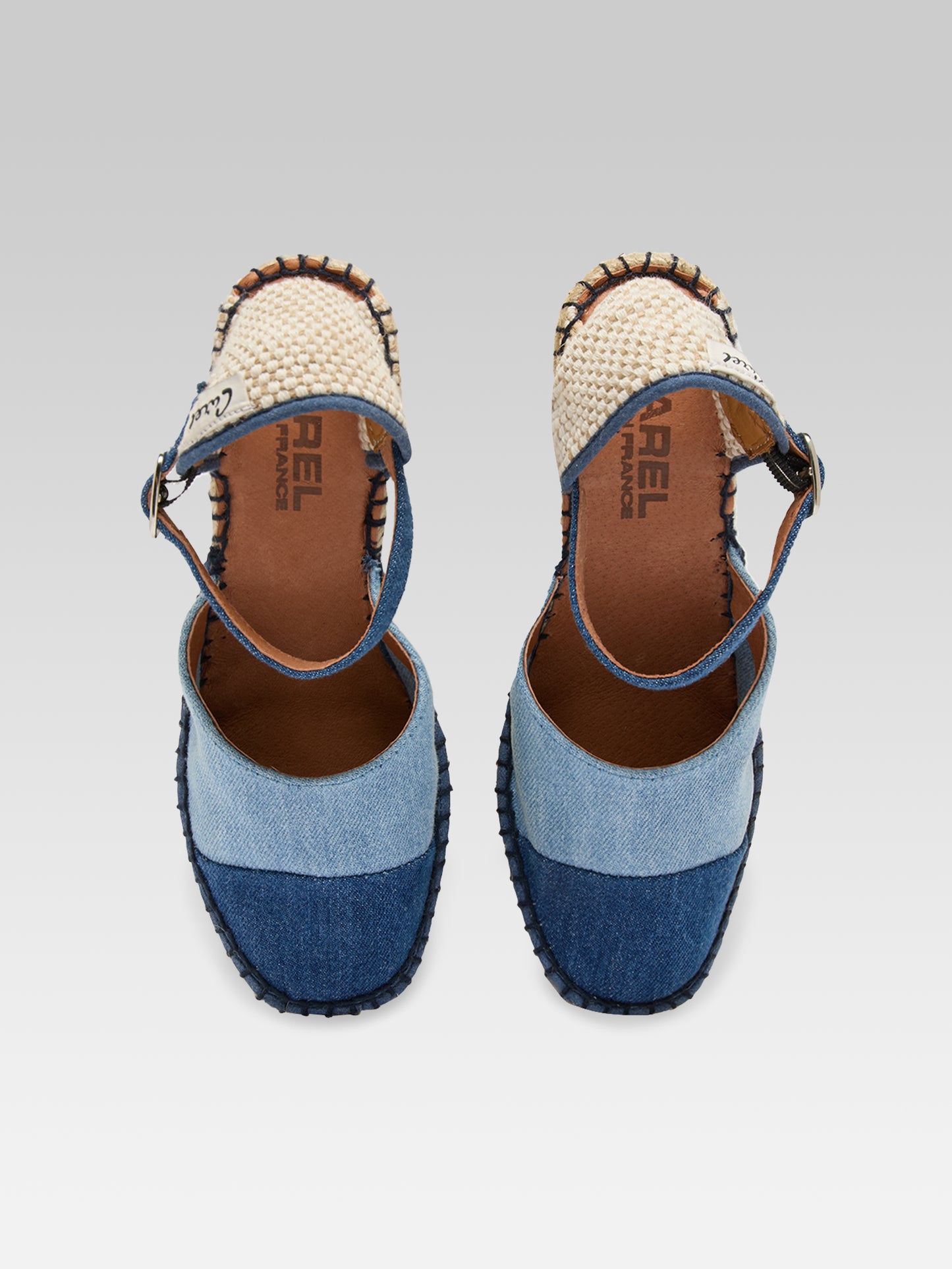 Rio - Two-tone denim wedge espadrilles
