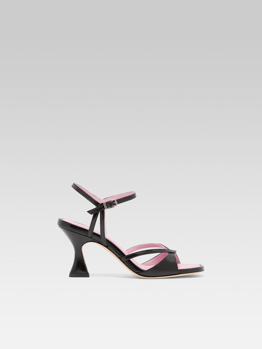Apollo - Sandales à talon cuir verni noir