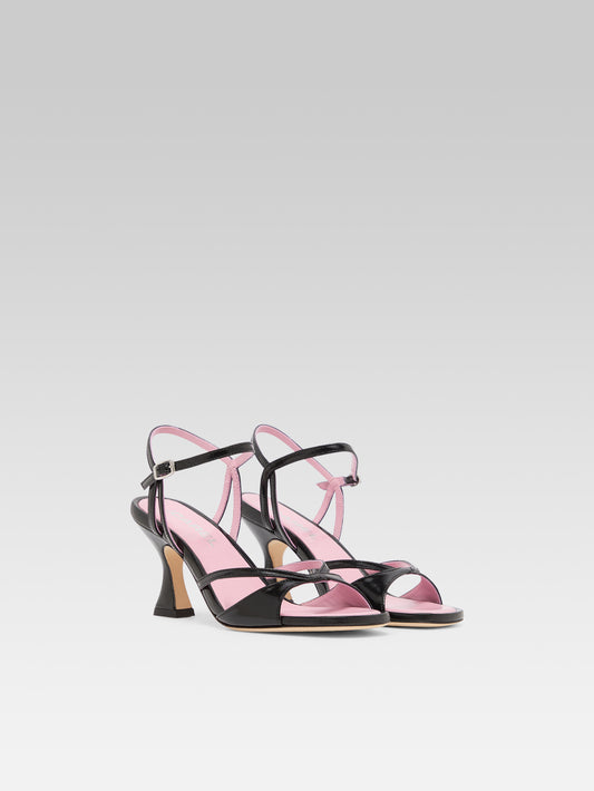 Apollo - Sandales à talon cuir verni noir - Image numéro 2