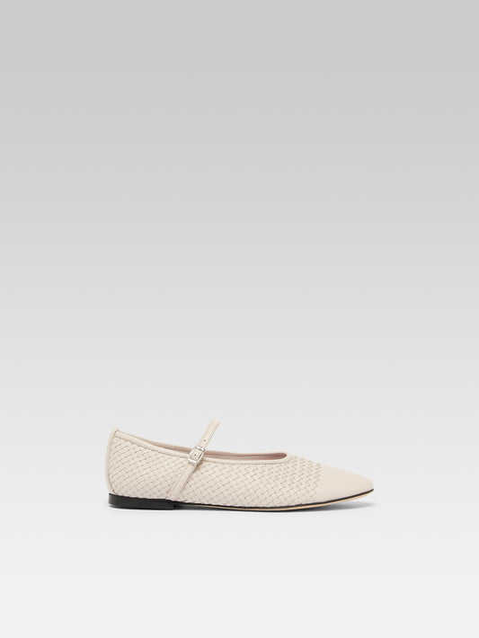 Tracy - Ballerines babies cuir tressé ivoire