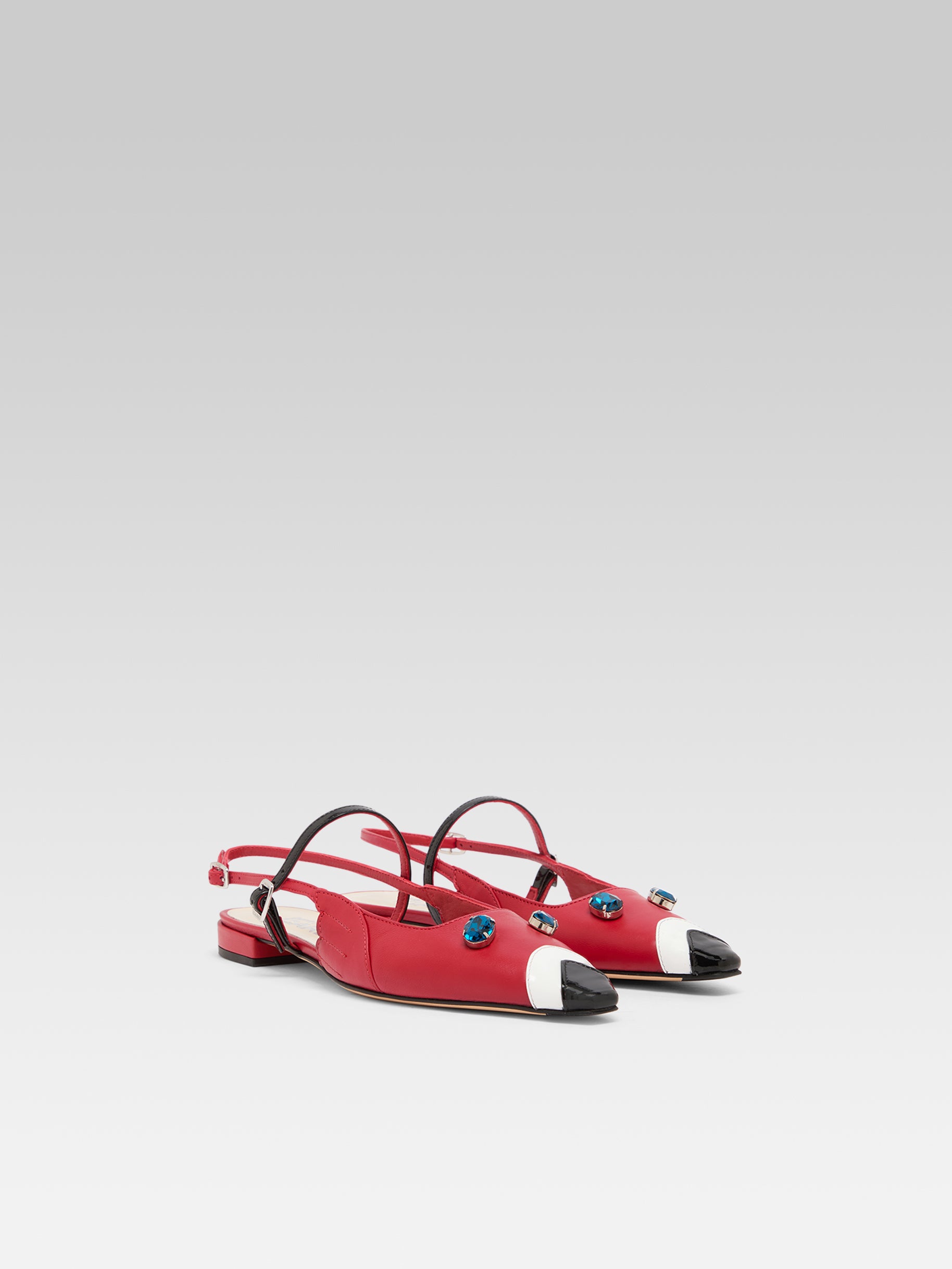 Pigeon P - Red leather and black patent leather slingback - Image number 2