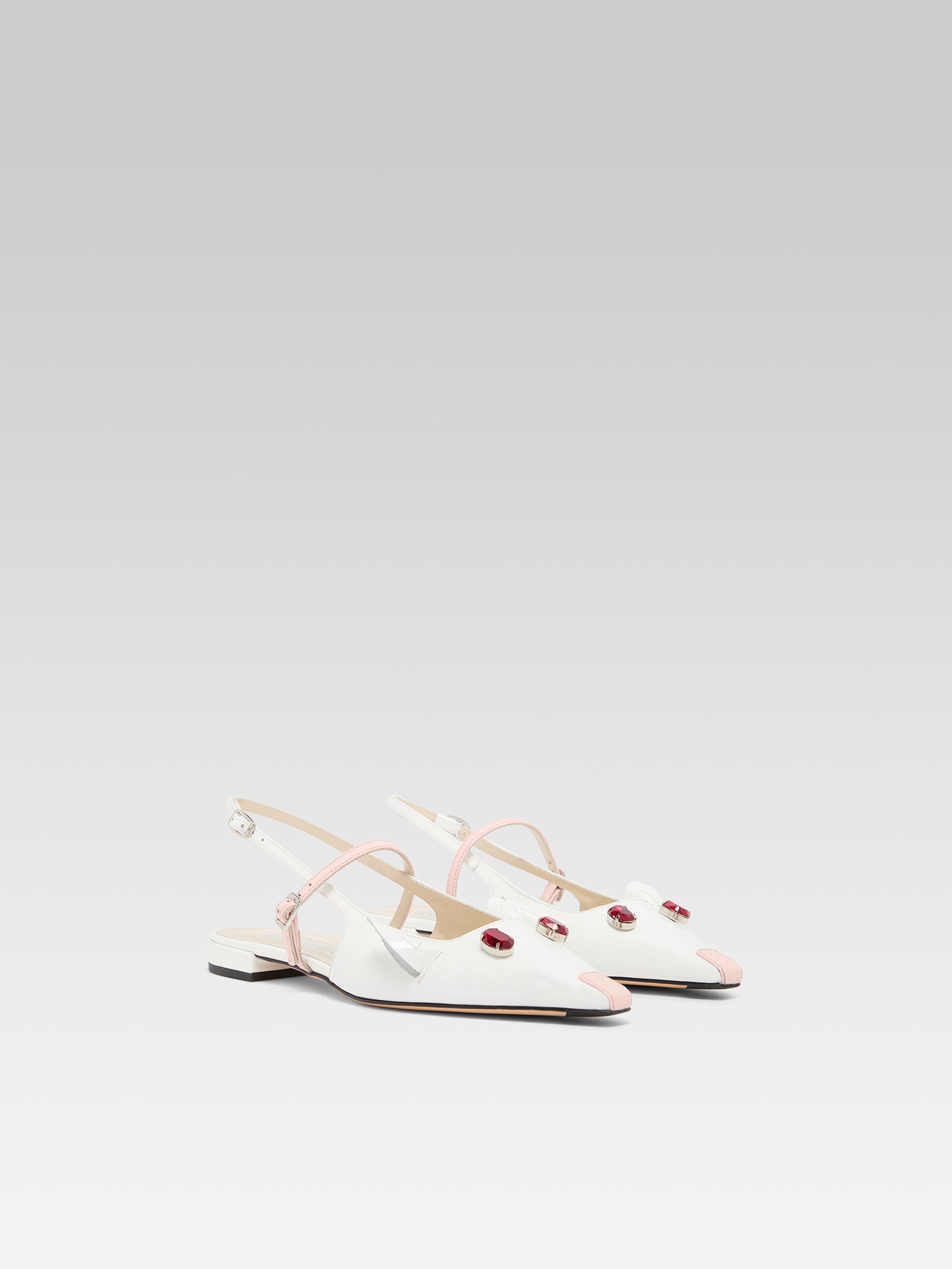 Souris P - Slingback cuir vernis blanc - Image numéro 2