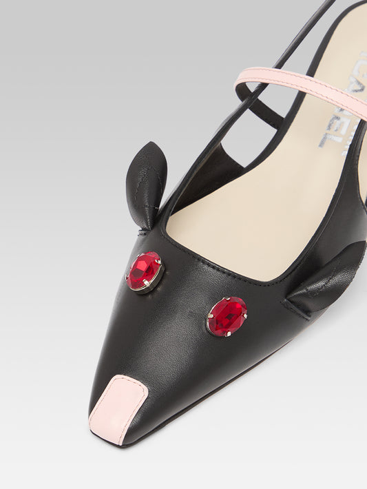 Souris P - Black leather slingback - Image number 4