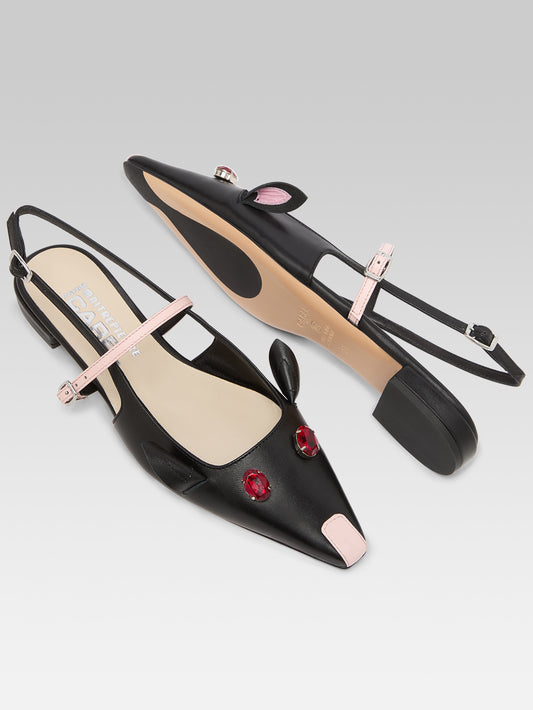 Souris P - Black leather slingback - Image number 6