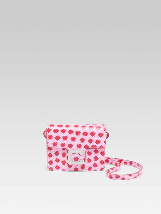 Star M - Pink leather bag with red stars