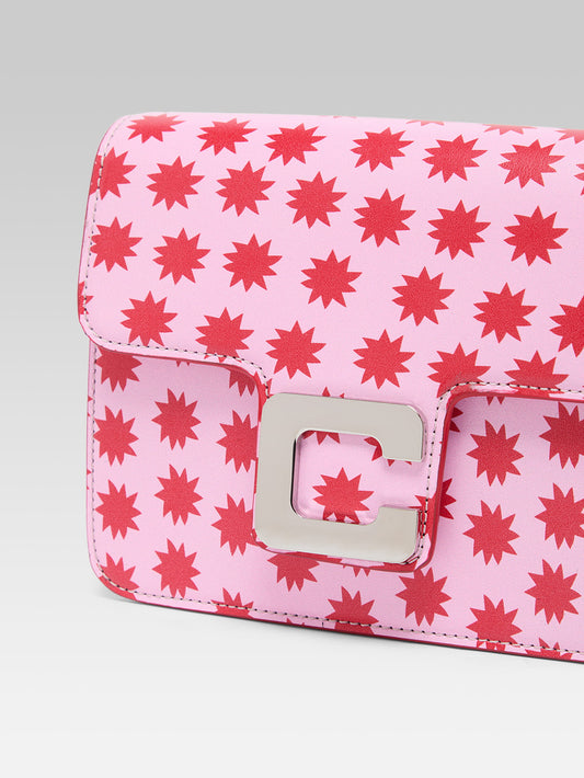 Star M - Pink leather bag with red stars - Image number 2