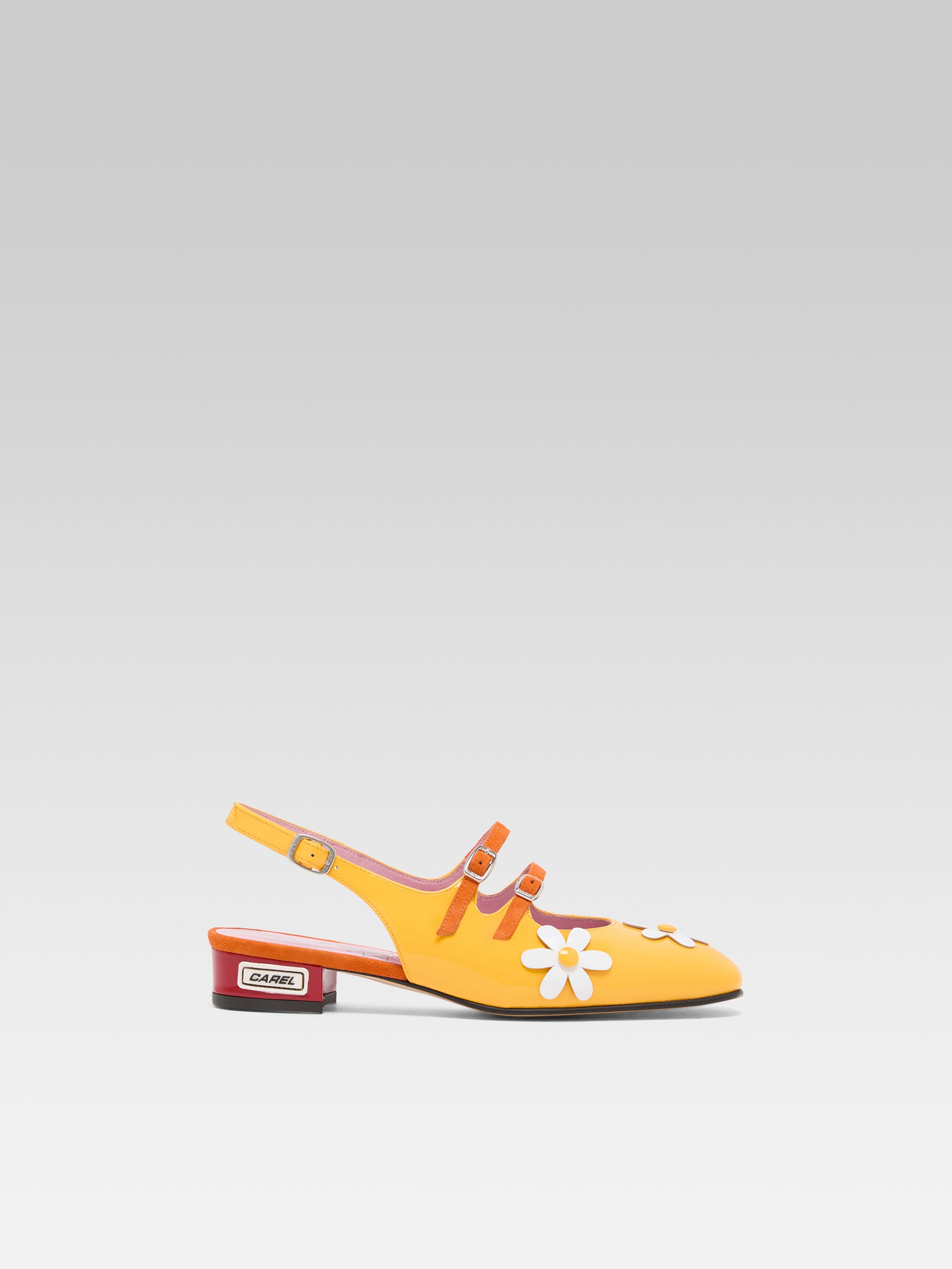 Daisy P - Babies slingback cuir verni jaune et marguerites - Image numéro 1