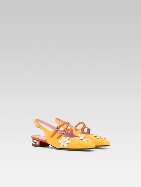 Daisy P - Babies slingback cuir verni jaune et marguerites - Image numéro 4