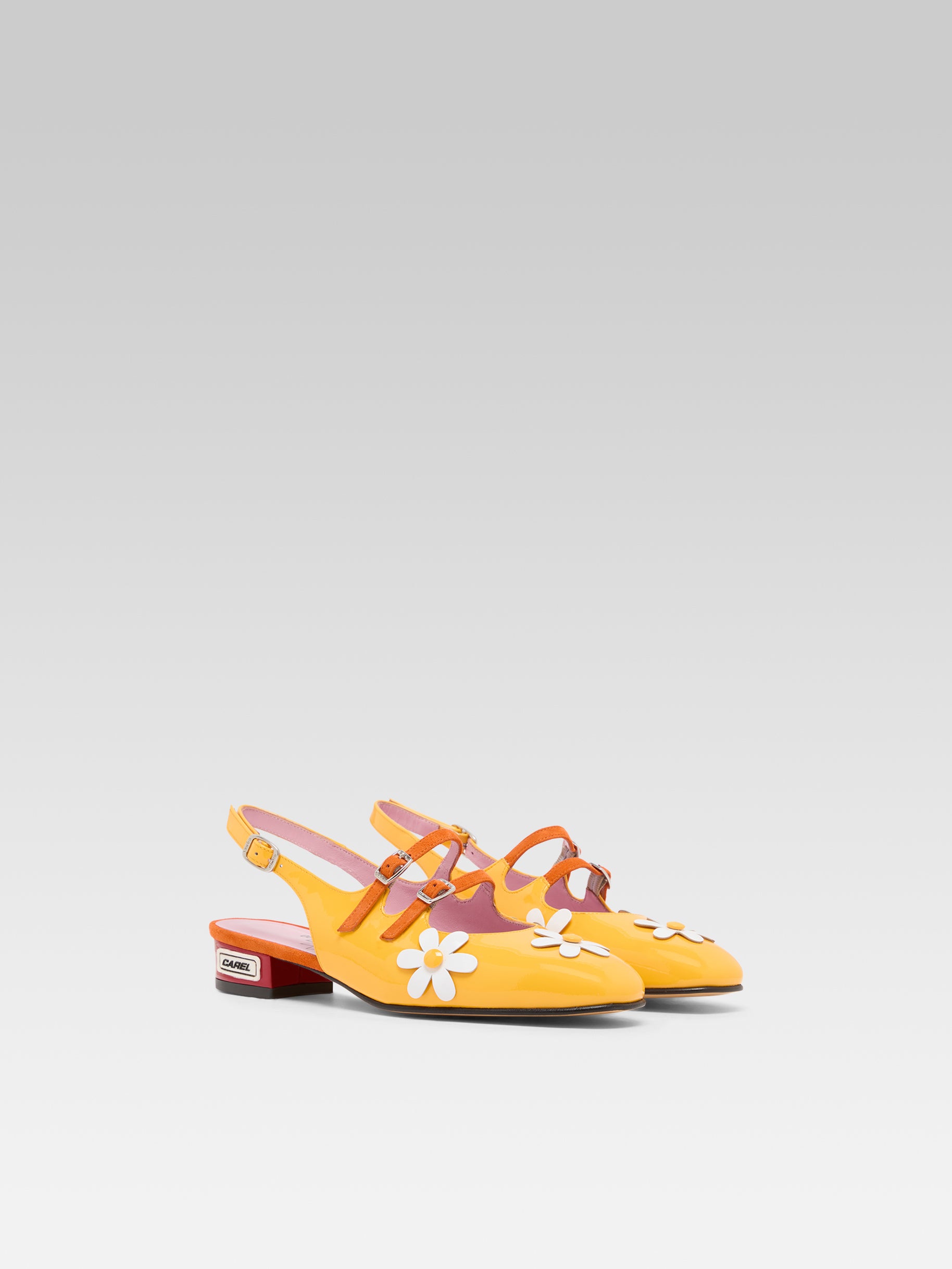 Daisy P - Babies slingback cuir verni jaune et marguerites - Image numéro 3