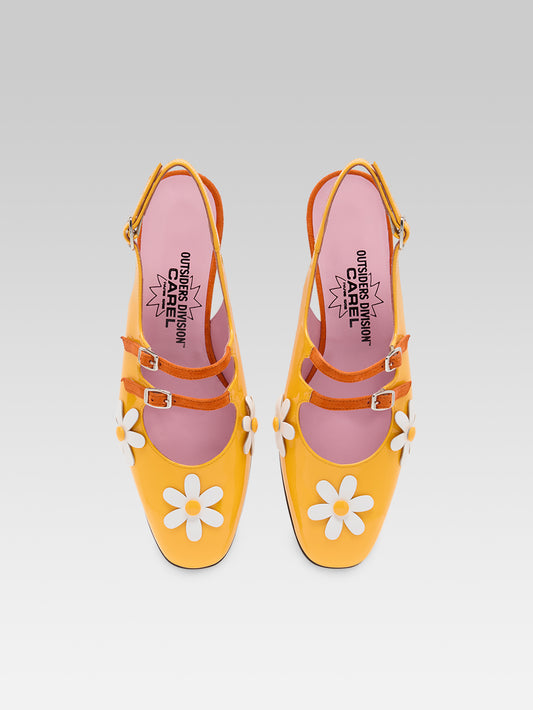 Daisy P - Babies slingback cuir verni jaune et marguerites - Image numéro 4
