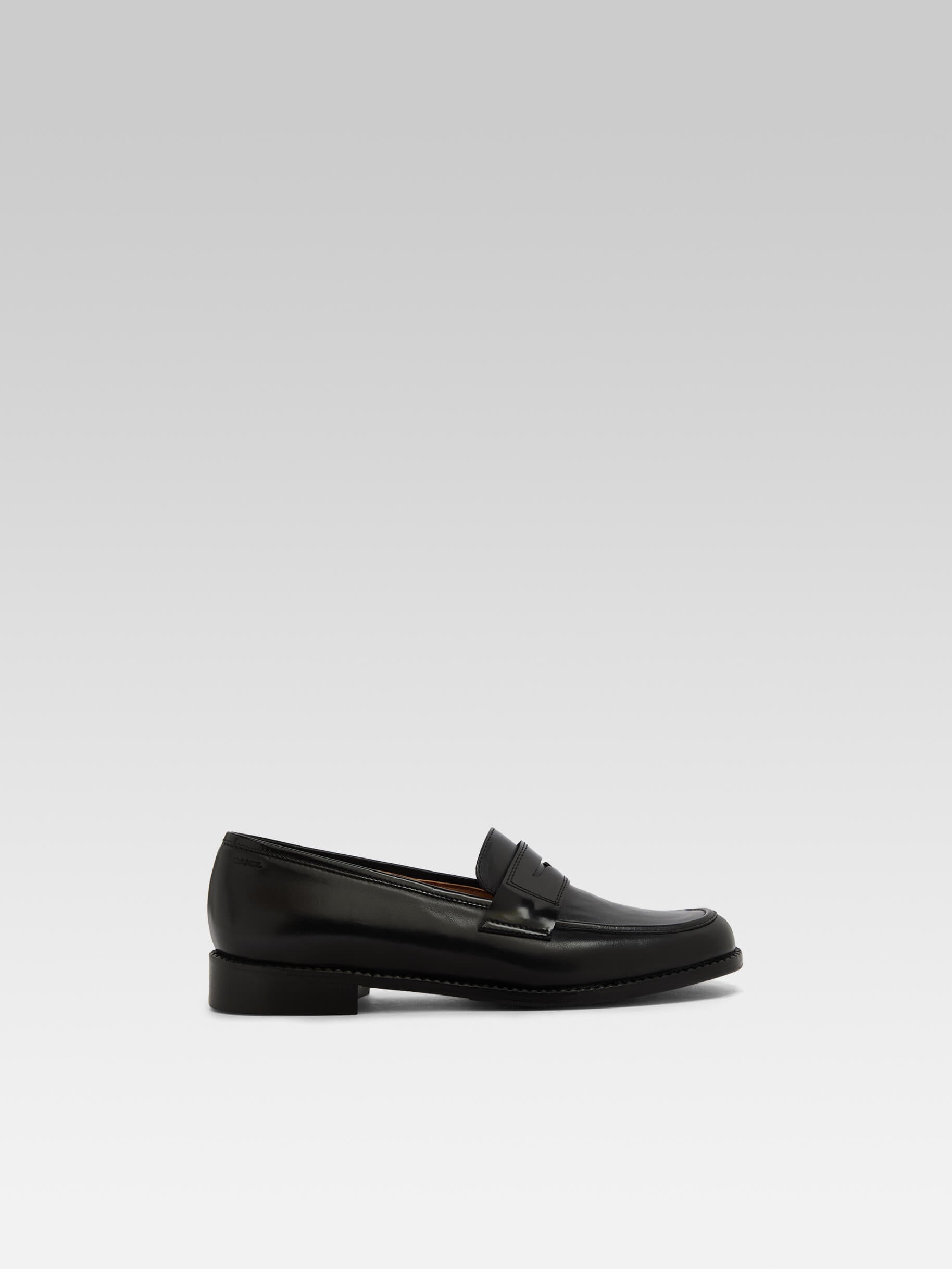 Penny - Black leather loafers