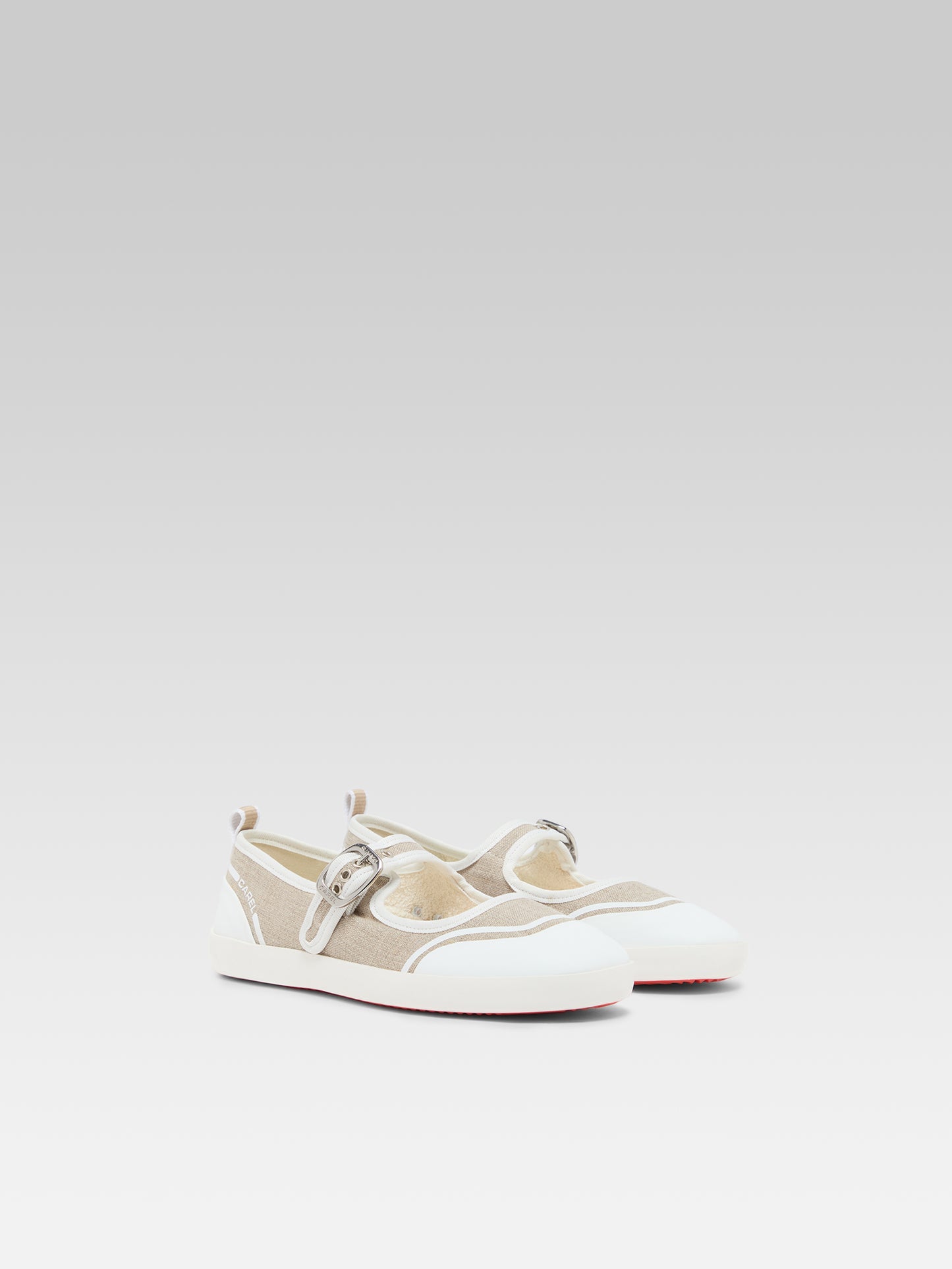 Costa - Recycled greige canvas strap sneakers