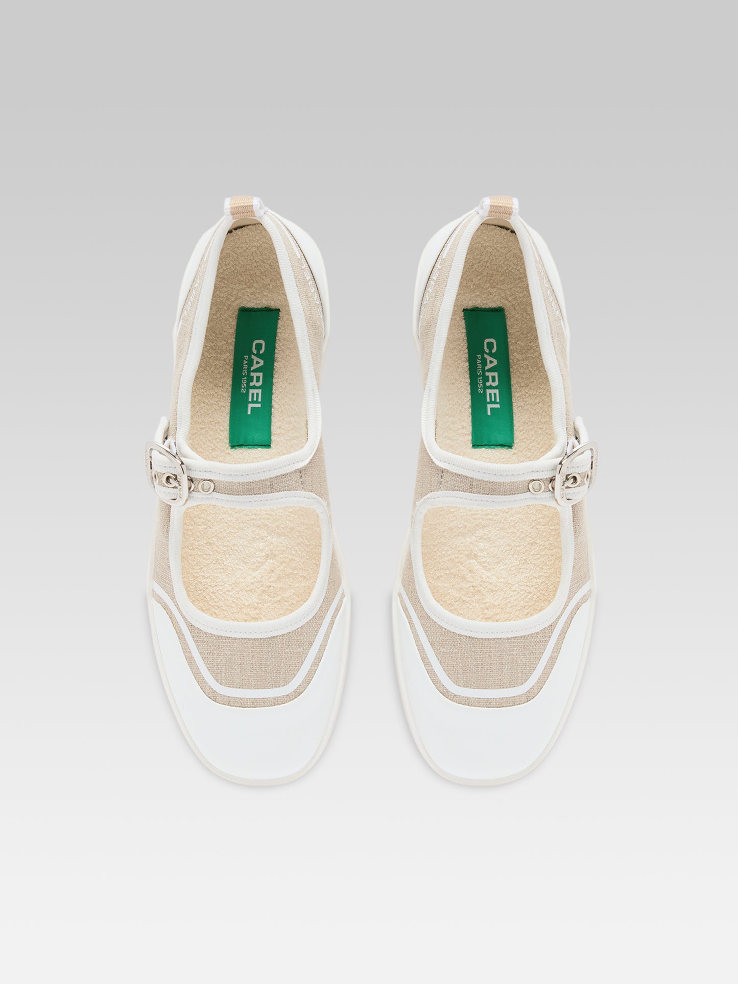 Costa - Recycled greige canvas strap sneakers