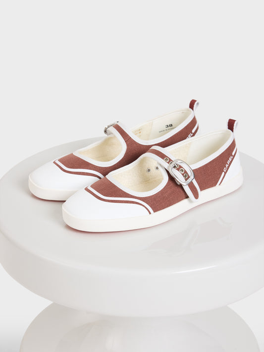 Costa - Chestnut canvas tennis shoes with straps - Image number 10