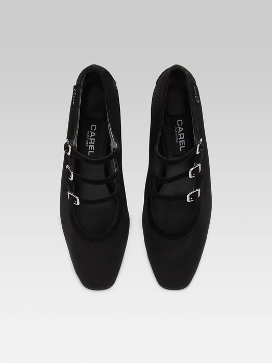 Kina - Escarpins babies résille et cuir noir - Image numéro 4