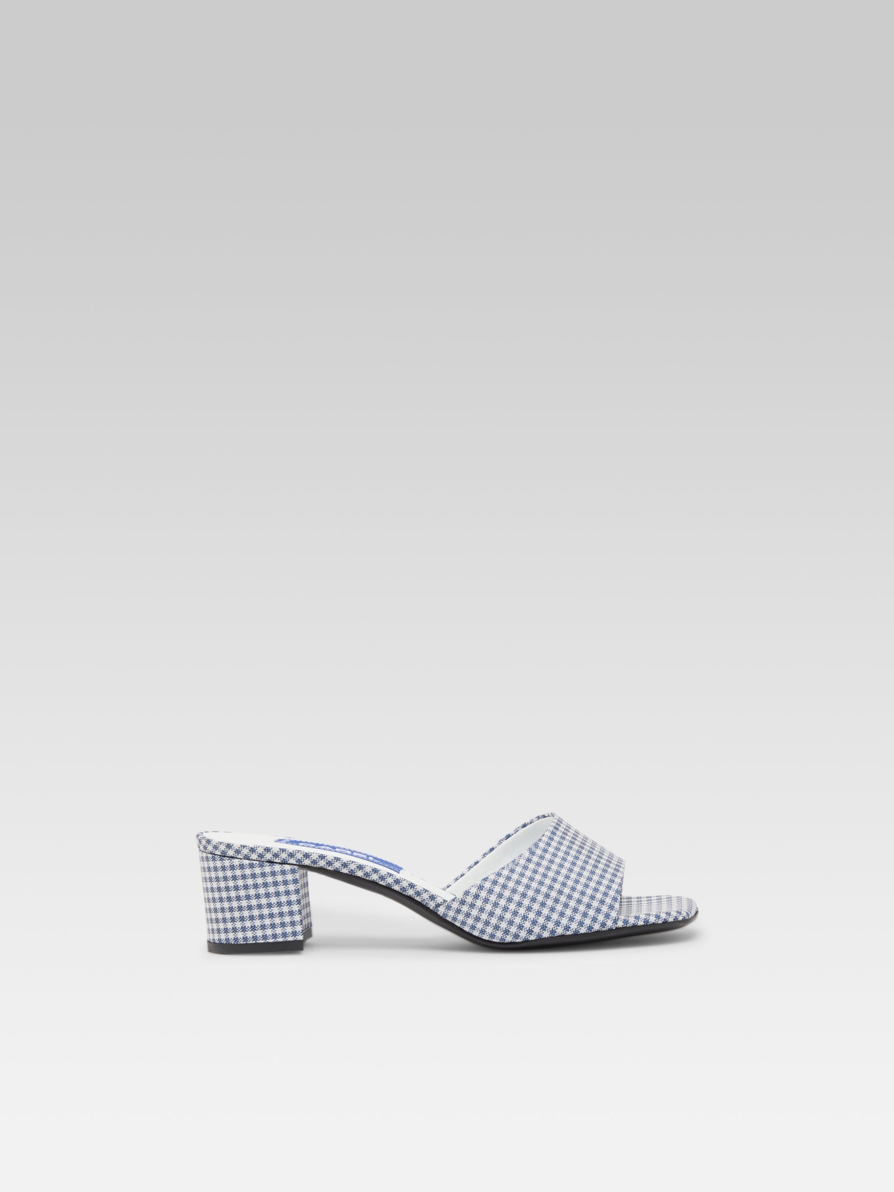 Gina - Mules tissu vichy bleu et blanc - Image numéro 1