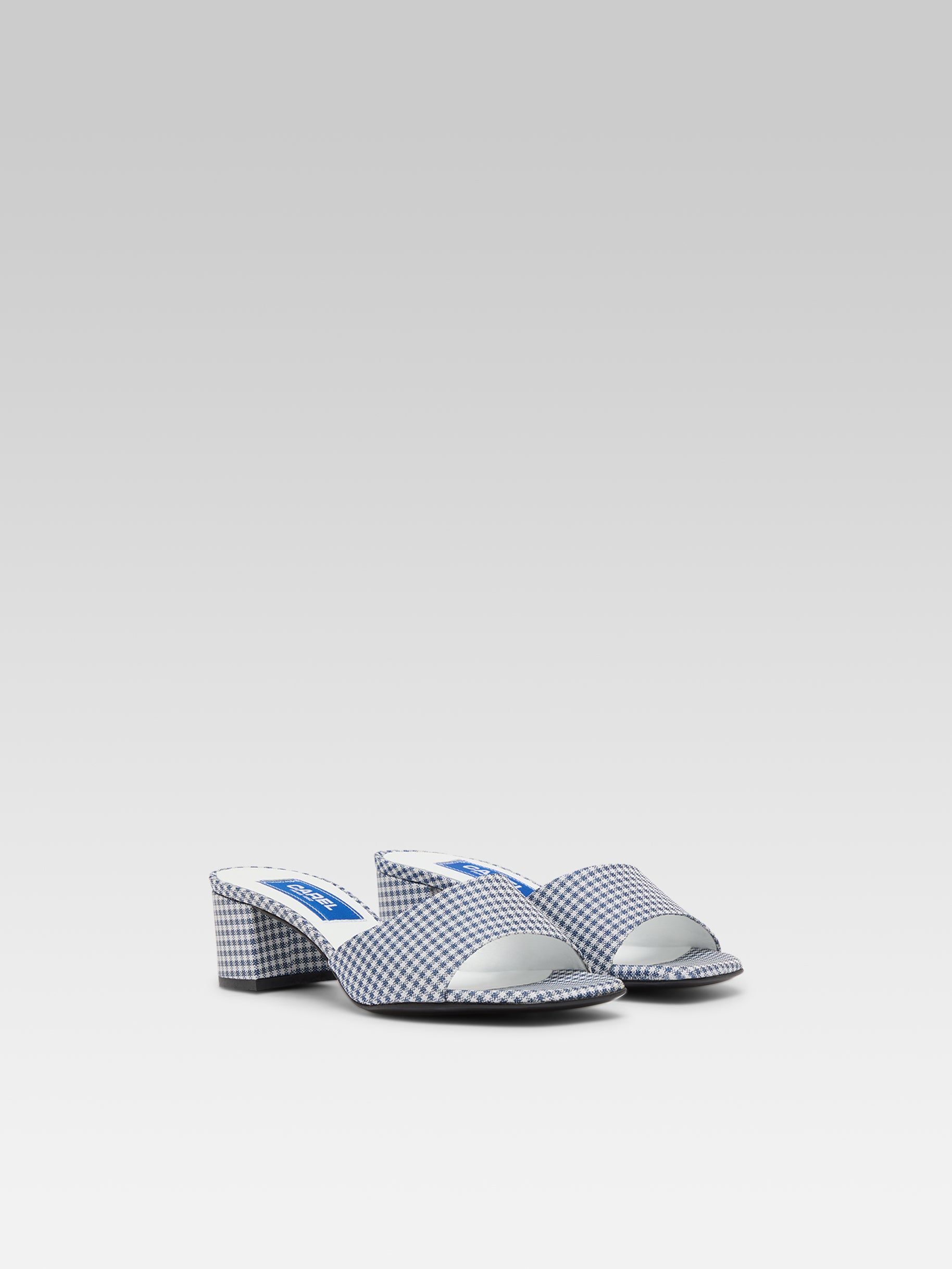 Gina - Mules tissu vichy bleu et blanc - Image numéro 2