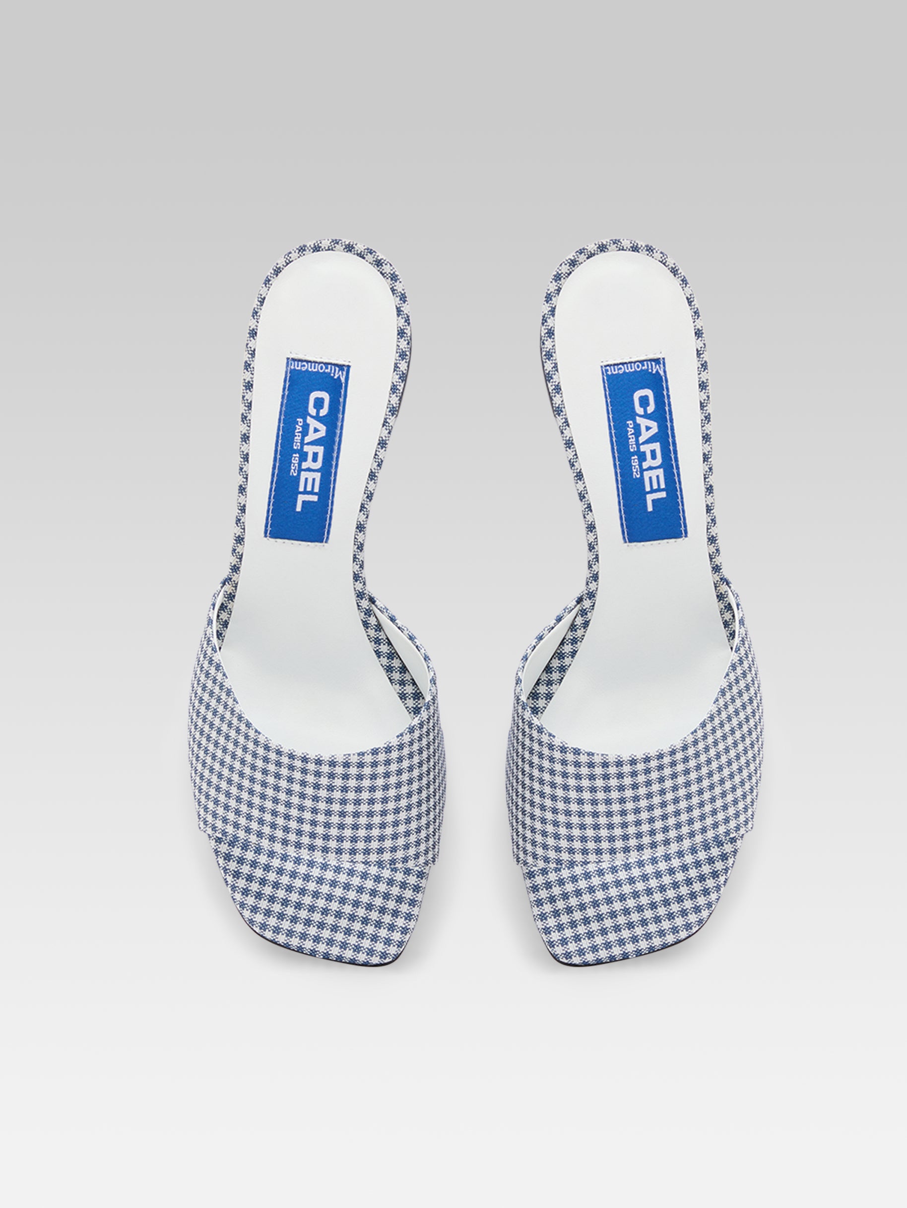 Gina - Mules tissu vichy bleu et blanc - Image numéro 5