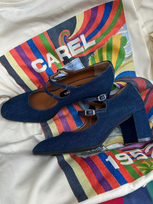 Alice - Raw denim fabric Mary Janes pumps - Image number 2