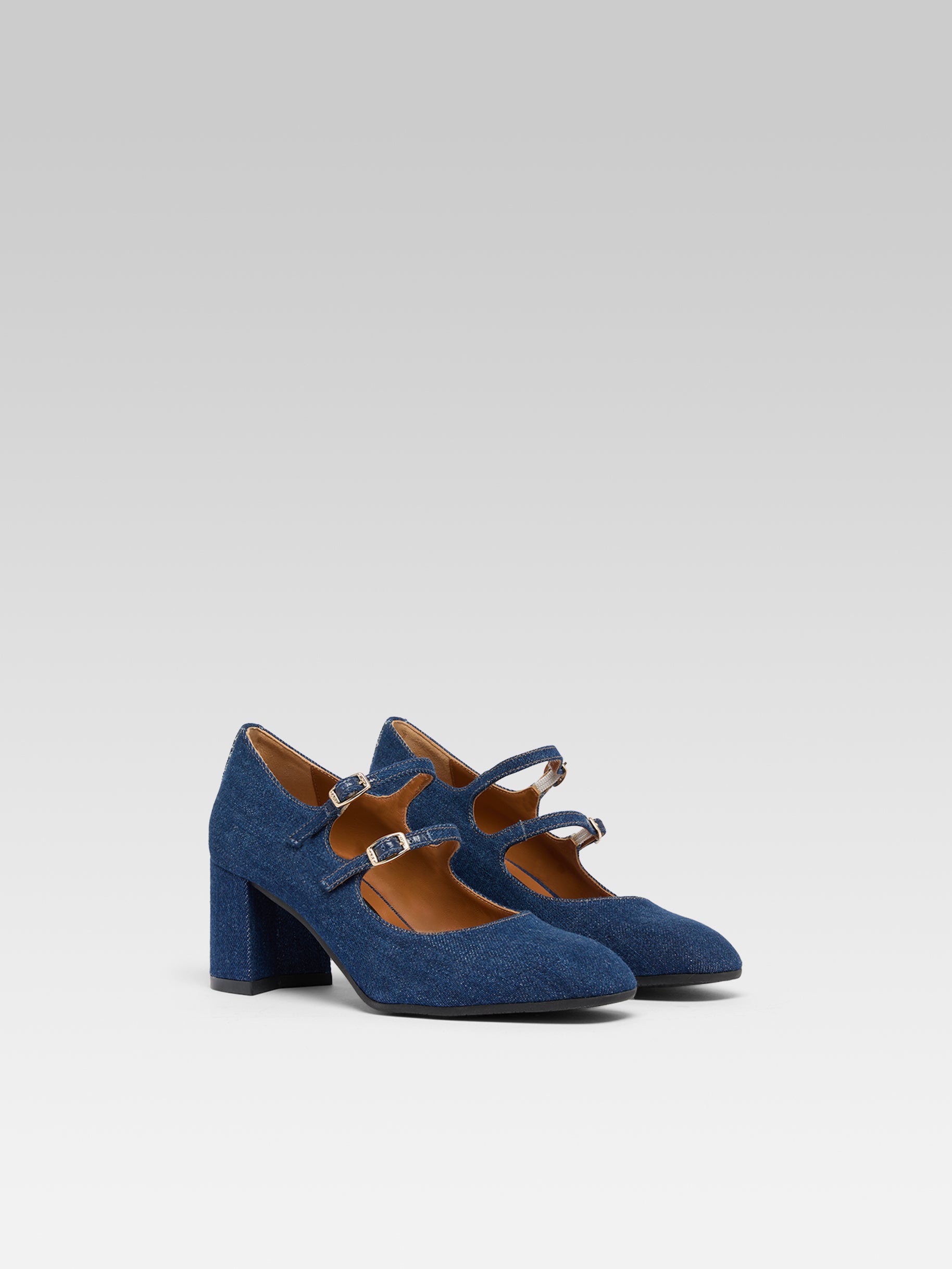 Alice - Raw denim fabric Mary Janes pumps - Image number 4