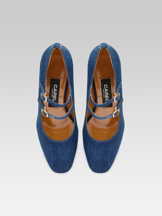 Alice - Escarpins babies tissu jean brut - Image numéro 4