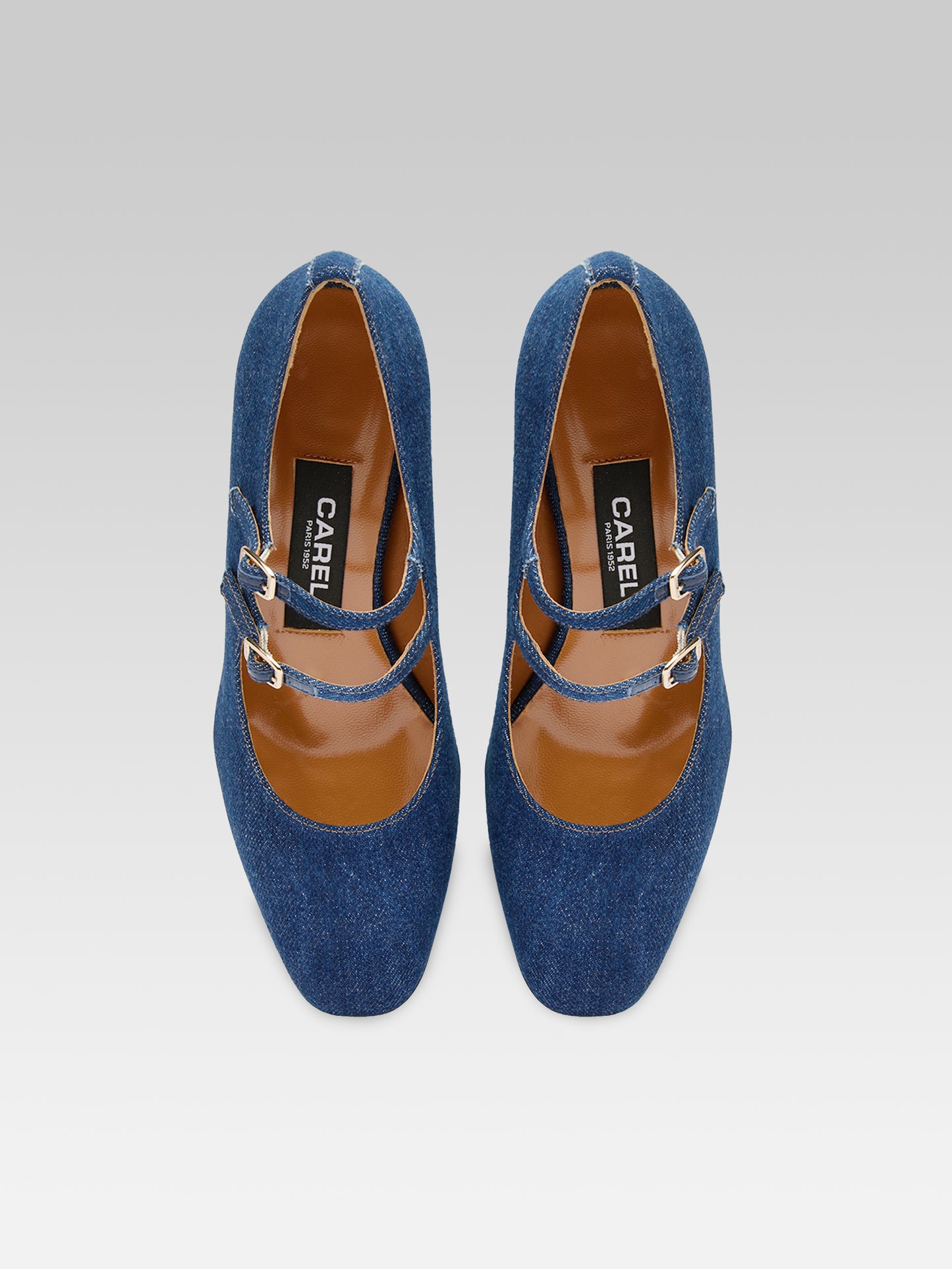 Alice - Raw denim fabric Mary Janes pumps