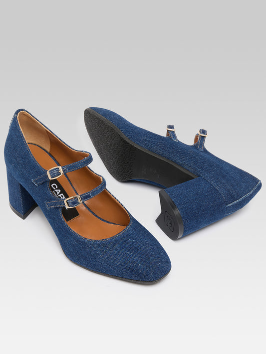 Alice - Raw denim fabric Mary Janes pumps - Image number 6