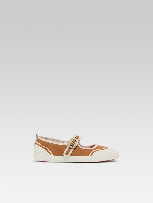 Costa - Tennis à brides cuir velours caramel
