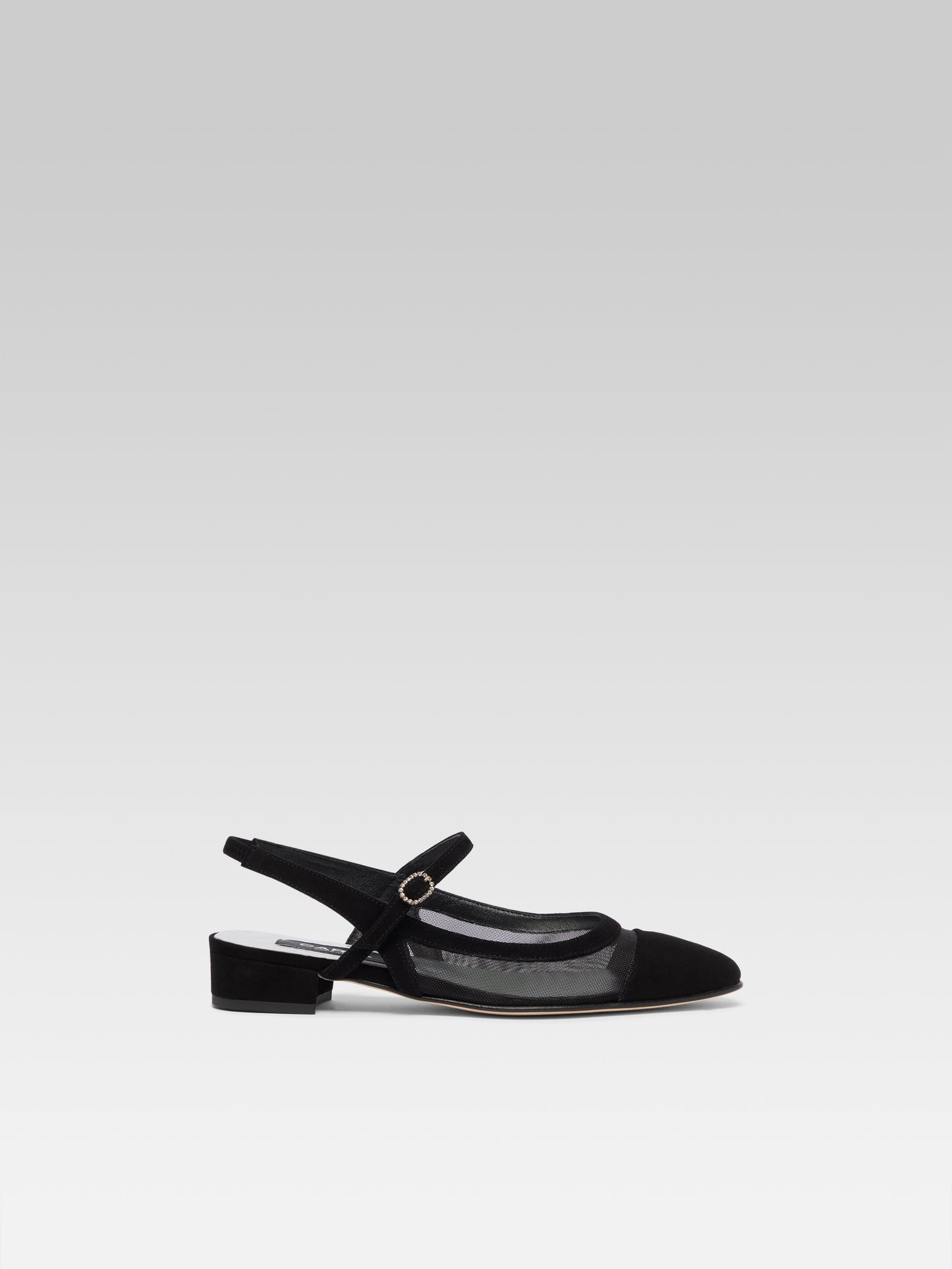 Oceanight - Slingback cuir velours noir et résille
