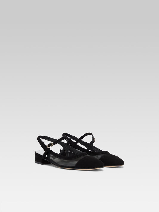 Oceanight - Slingback cuir velours noir et résille - Image numéro 2
