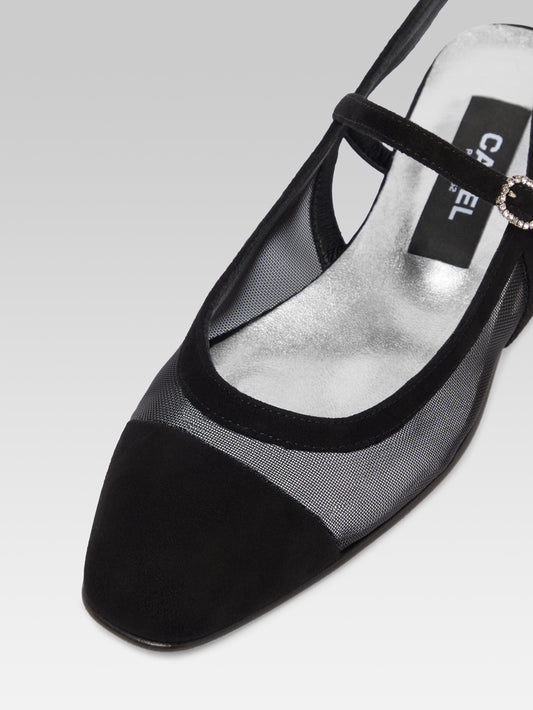 Oceanight - Slingback cuir velours noir et résille - Image numéro 7