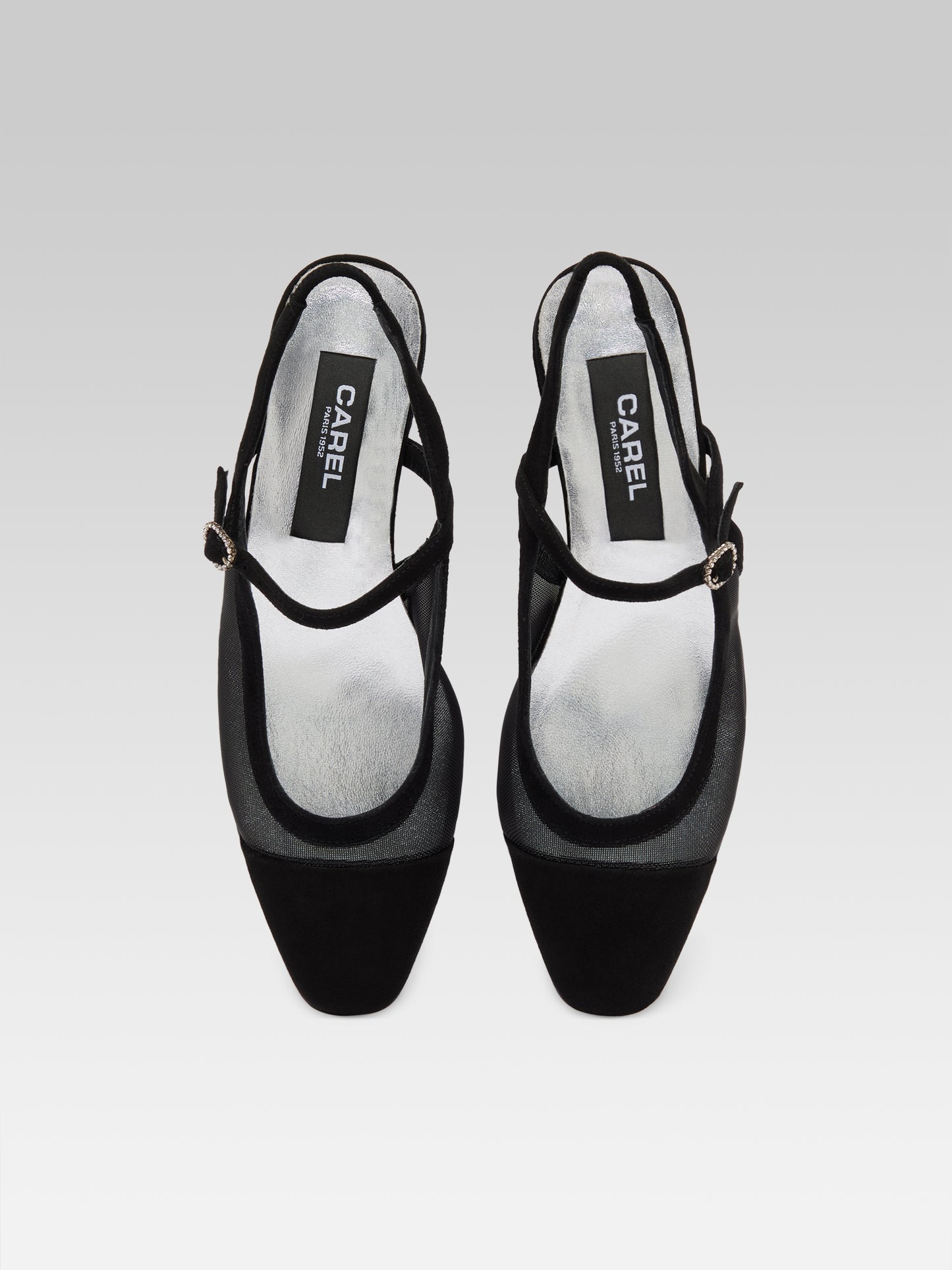 Oceanight - Slingback cuir velours noir et résille