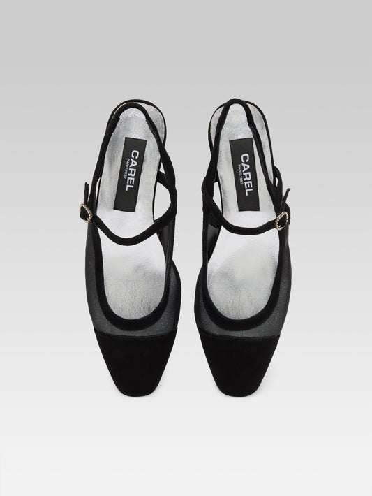 Oceanight - Slingback cuir velours noir et résille - Image numéro 9