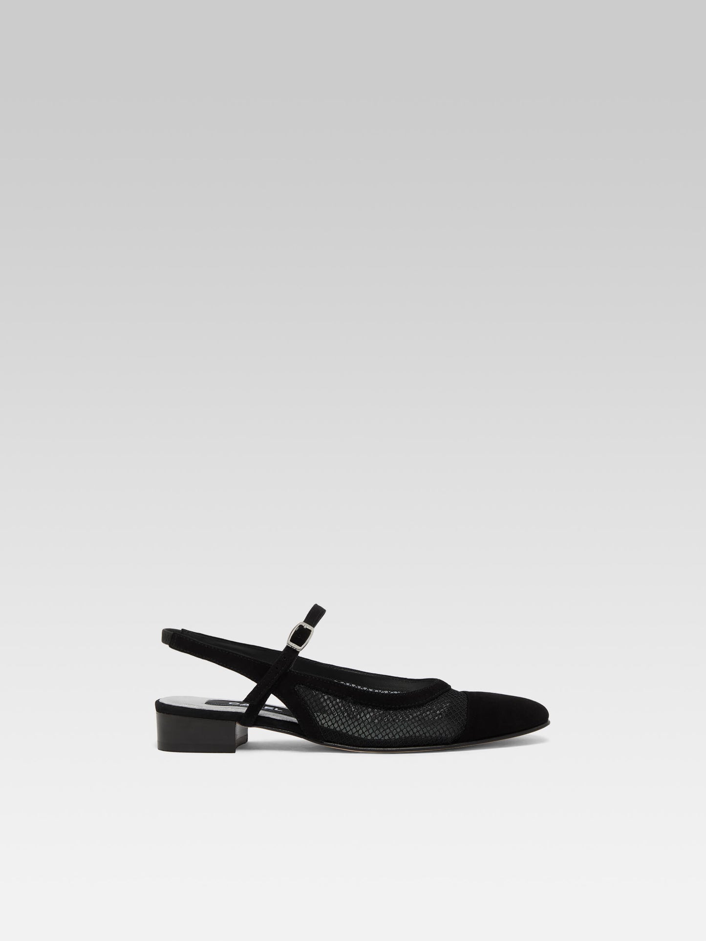 Oceanight - Slingback cuir velours noir et résille