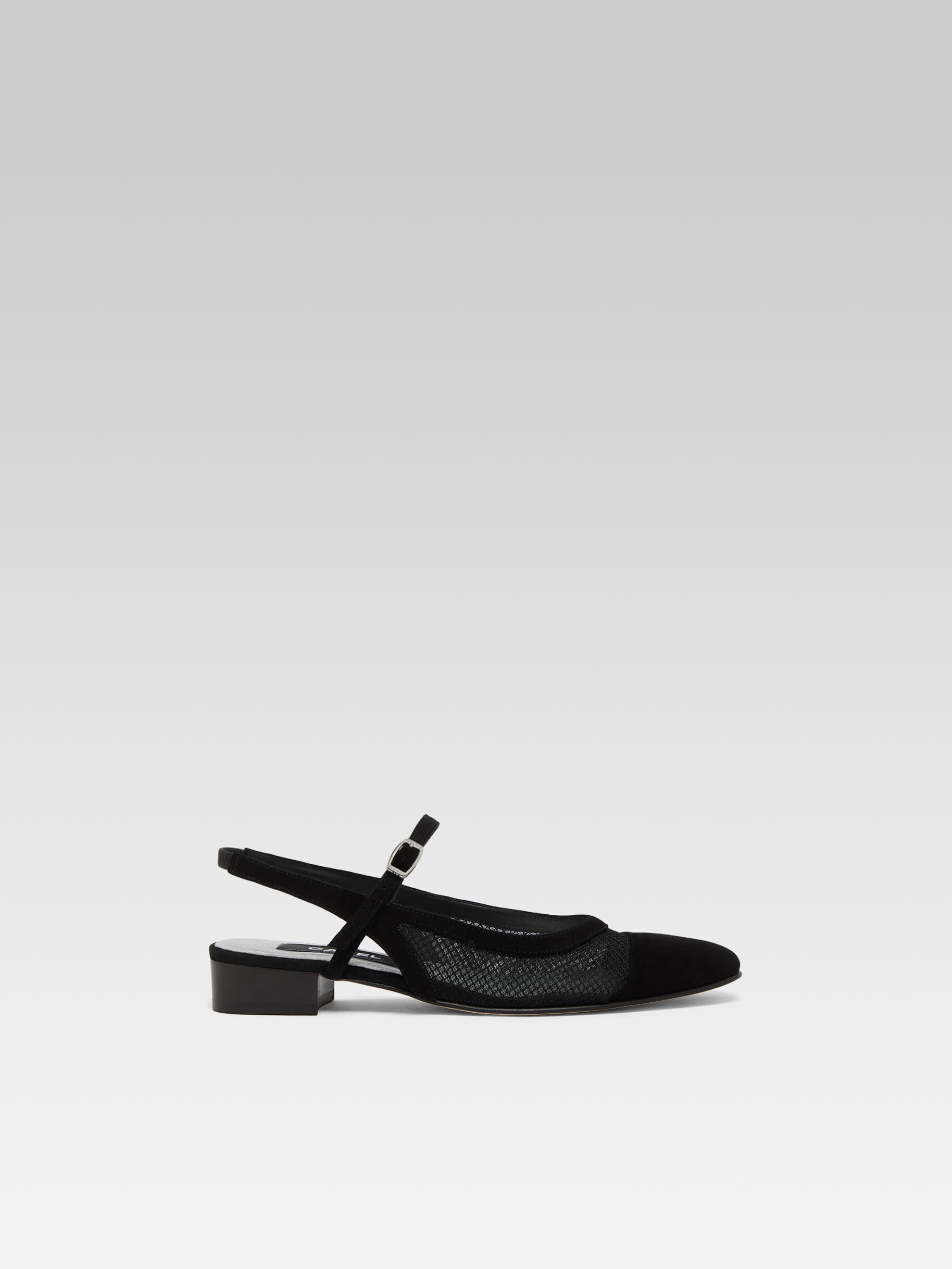 Oceanight - Slingback cuir velours noir et résille - Image numéro 1