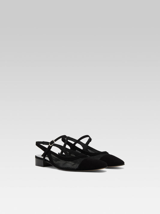 Oceanight - Slingback cuir velours noir et résille - Image numéro 3