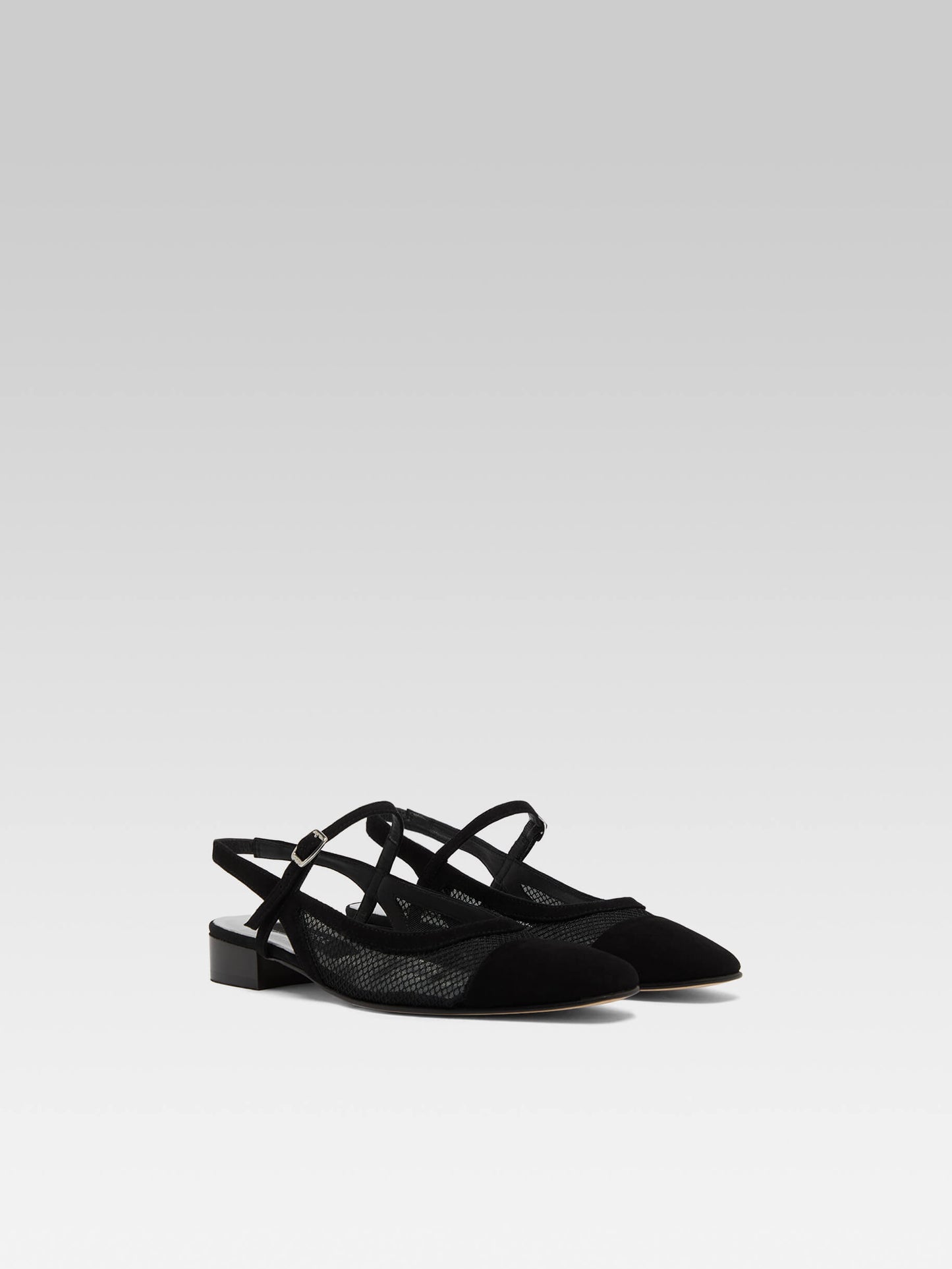 Oceanight - Slingback cuir velours noir et résille