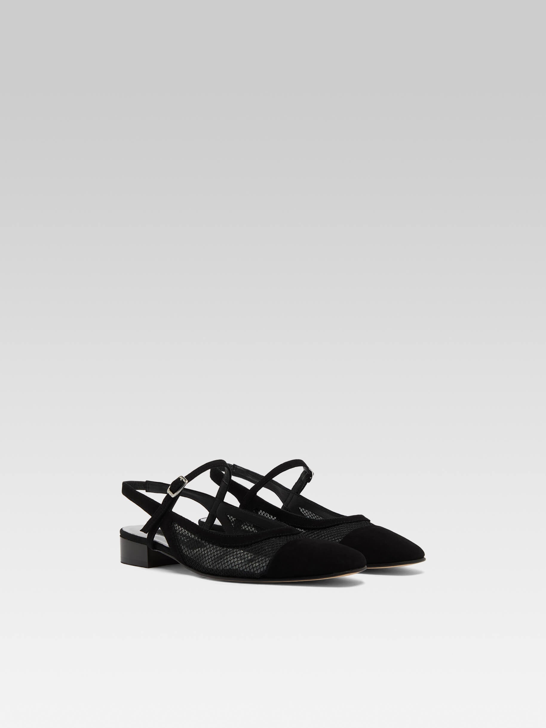 Oceanight - Slingback cuir velours noir et résille - Image numéro 3
