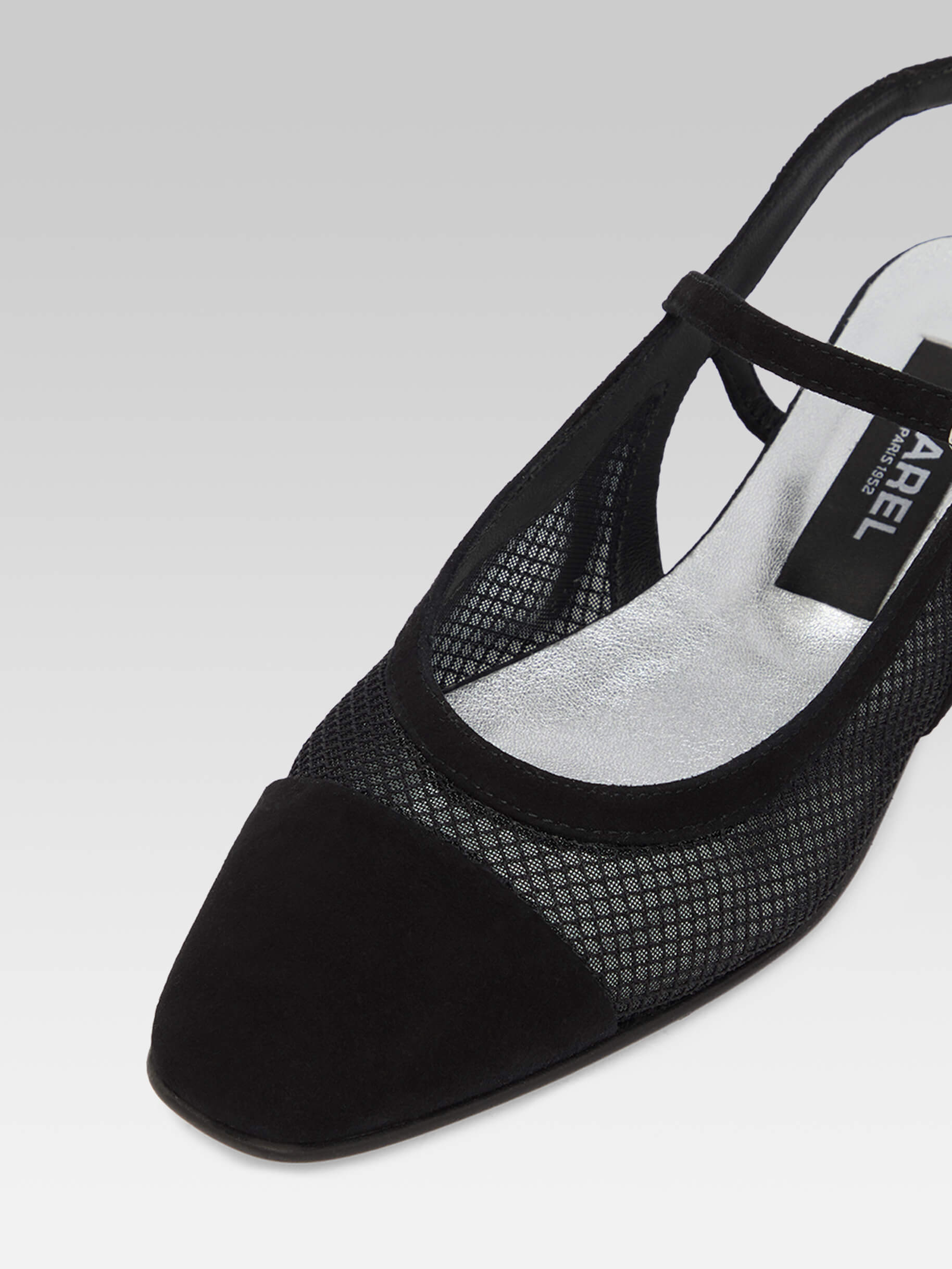 Oceanight - Slingback cuir velours noir et résille - Image numéro 2