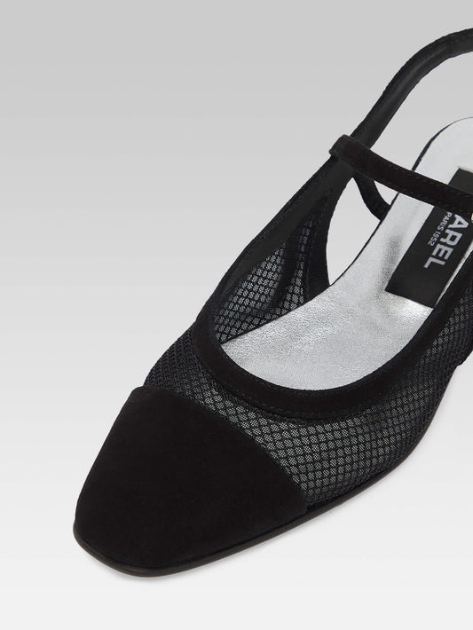 Oceanight - Slingback cuir velours noir et résille - Image numéro 2