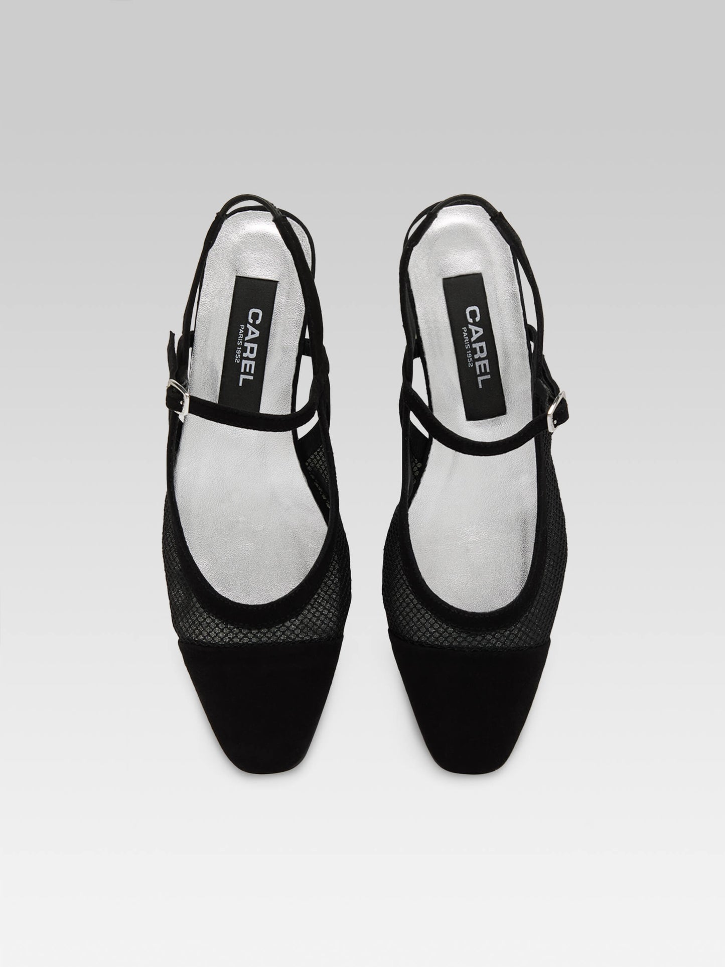 Oceanight - Slingback cuir velours noir et résille