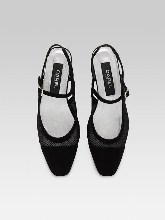 Oceanight - Slingback cuir velours noir et résille - Image numéro 4