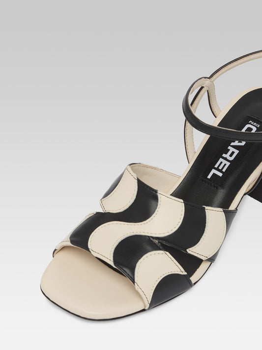 Onda -  Sandales cuir noir et ivoire - Image numéro 3