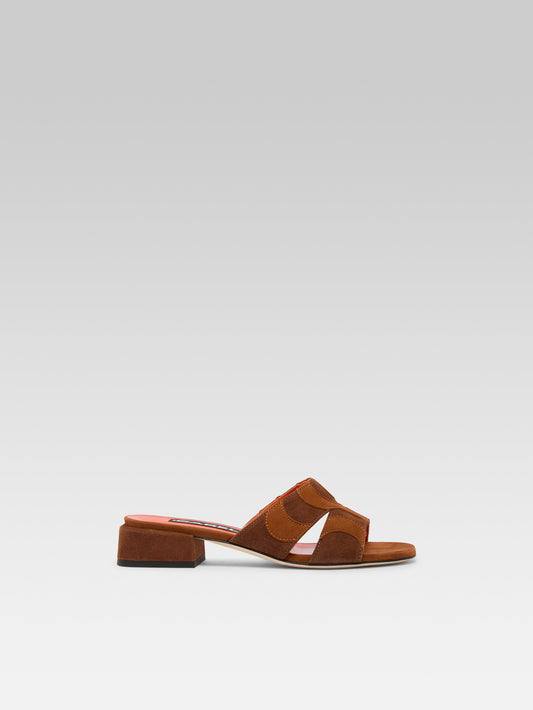 Mare - Mules cuir velours cognac