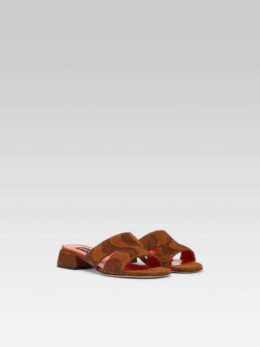 Mare - Mules cuir velours cognac - Image numéro 2