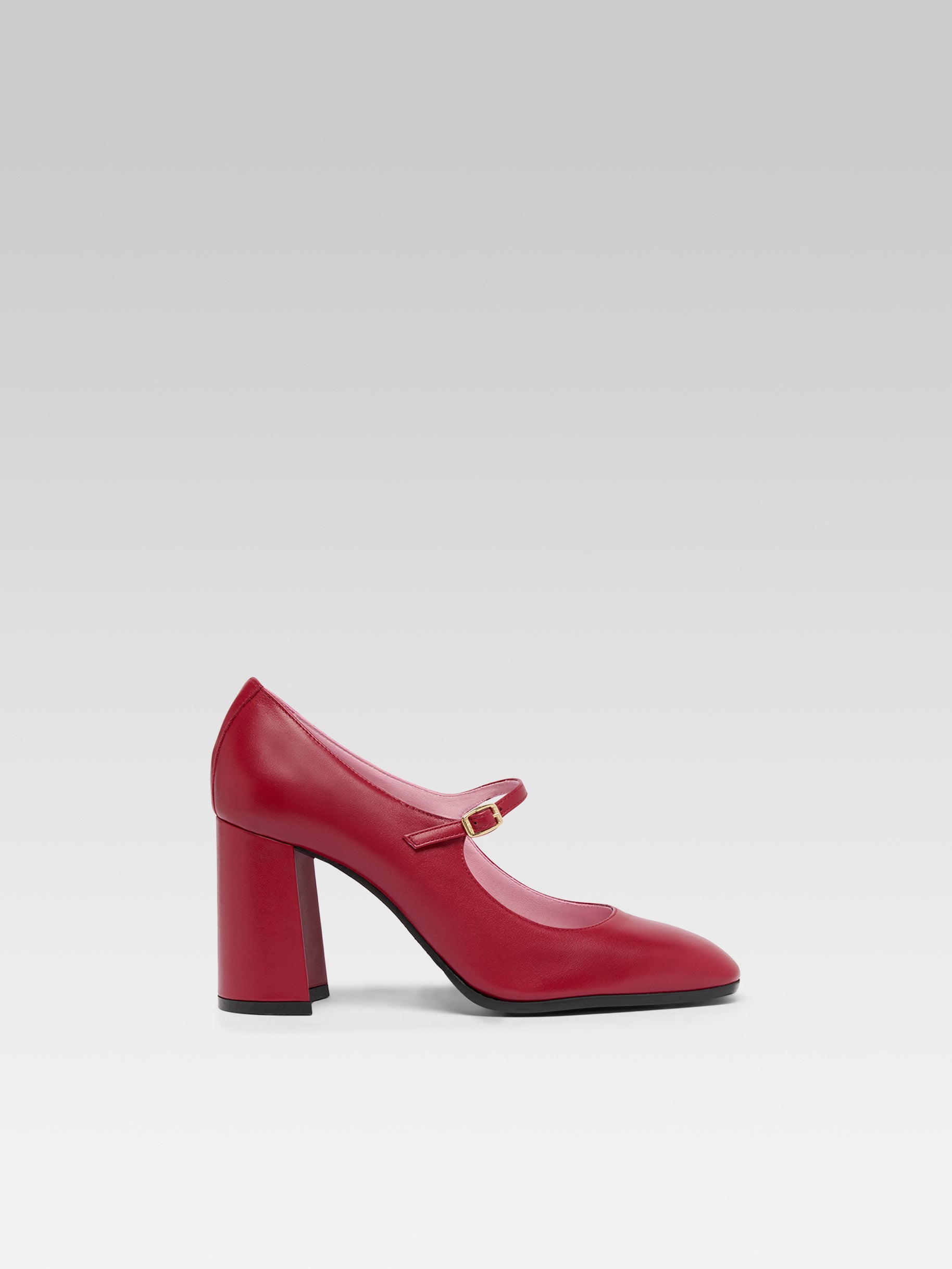 Sacha - Red upcycled leather Mary Jane pumps - Image number 1
