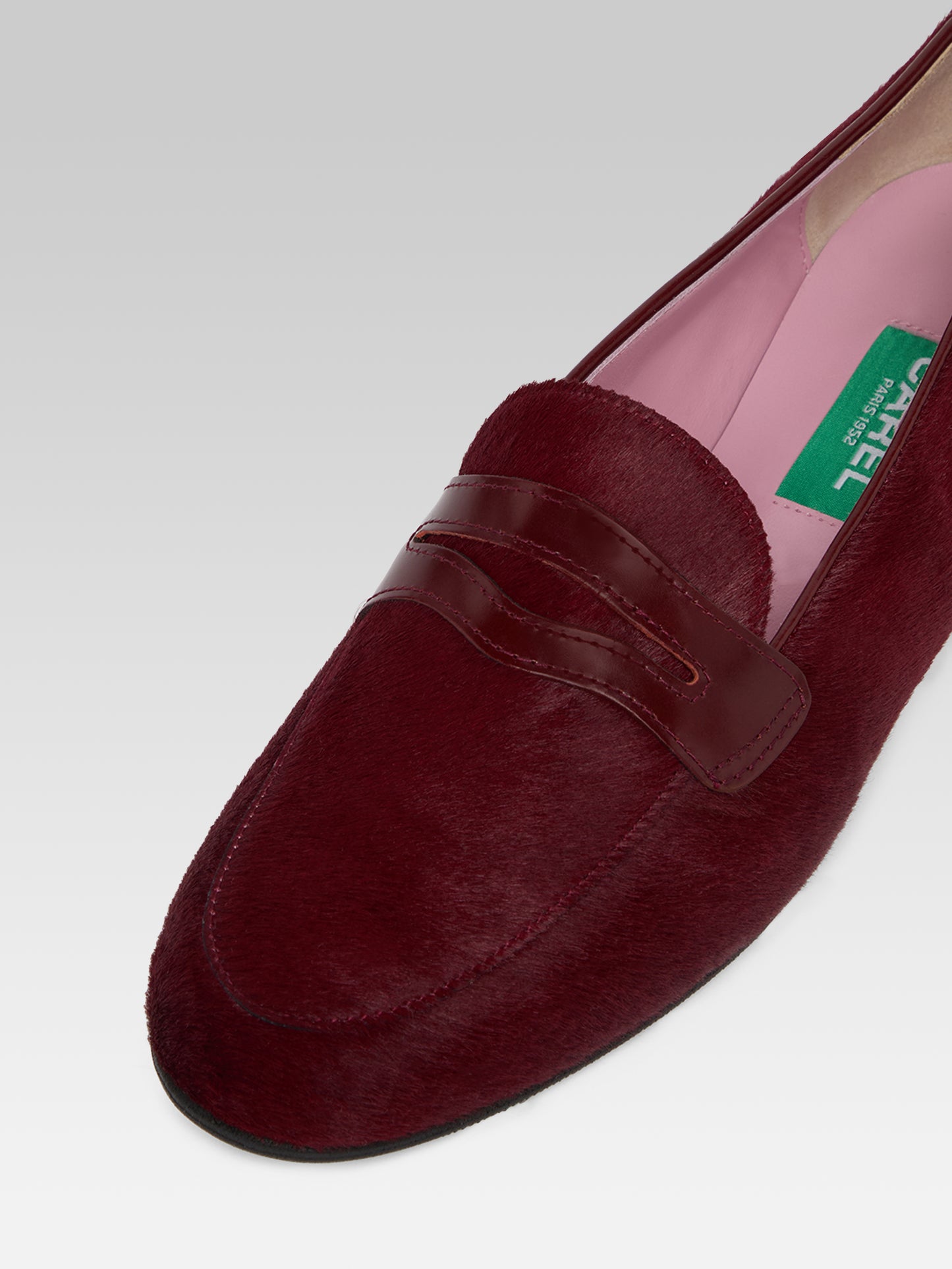 2100 - Mocassins cuir pony bordeaux