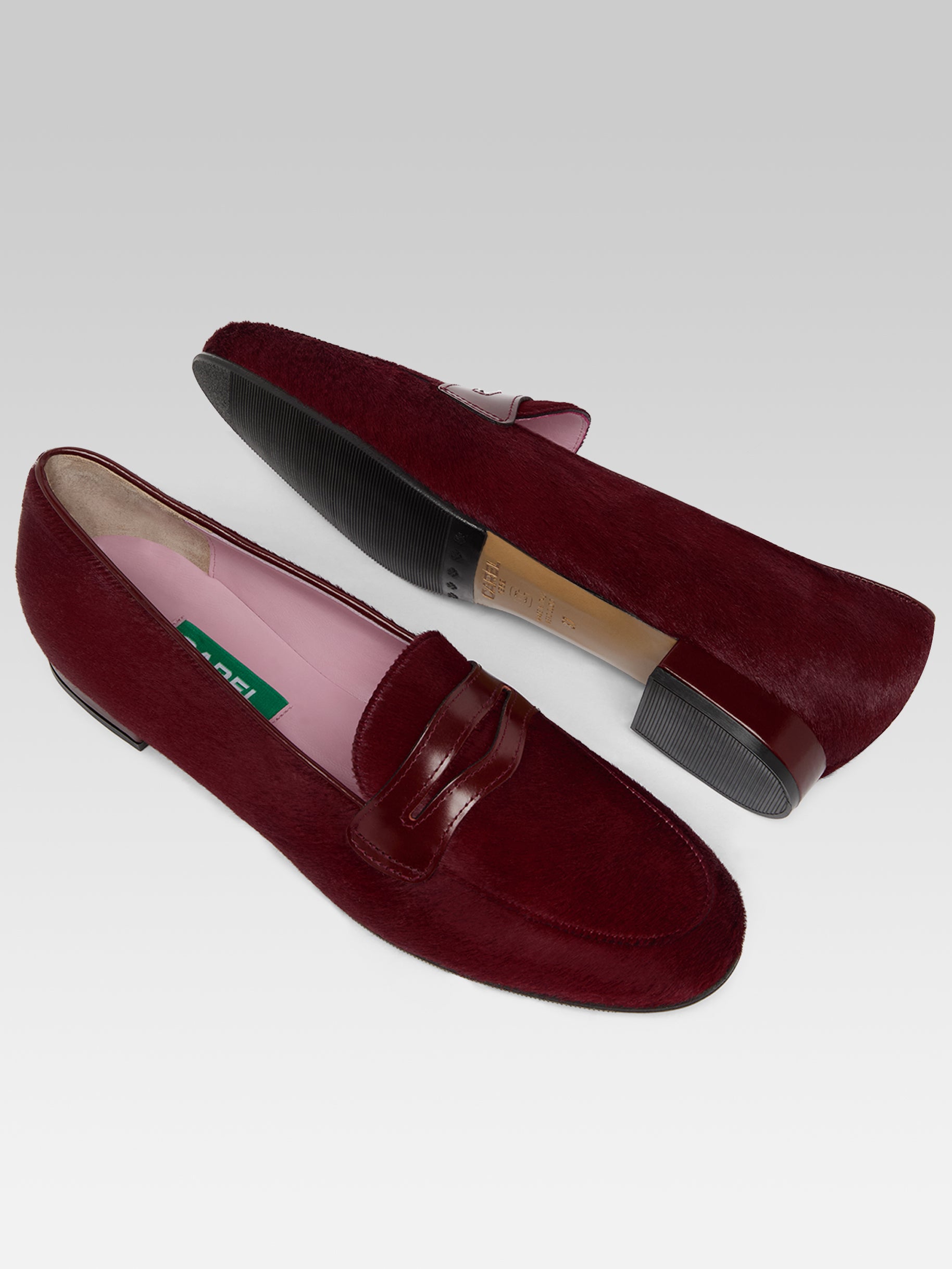 2100 - Mocassins cuir pony bordeaux - Image numéro 5